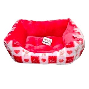 Peanuts Charlie Brown Snoopy Valentine's Day Cat Dog Pet Bed Red & Pink New